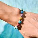 Buddha Stones Colorful Lava Rock Support Bracelet