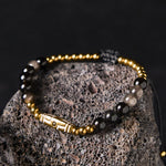 Buddha Stones Cute Bone Pattern Tiger Eye Courage Beads Bracelet