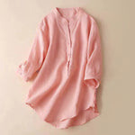 Buddha Stones Casual Women's V-neck Three Quarter Sleeve Design Plain Shirt