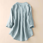 Buddha Stones Casual Women's V-neck Three Quarter Sleeve Design Plain Shirt