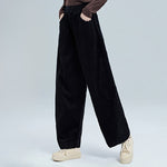 Buddha Stones Women's Fall Plain Ankle-Length Simple Design Corduroy Pants With Pockets