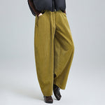 Buddha Stones Women's Fall Plain Ankle-Length Simple Design Corduroy Pants With Pockets