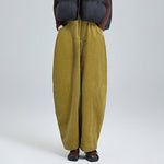 Buddha Stones Women's Fall Plain Ankle-Length Simple Design Corduroy Pants With Pockets