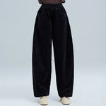 Buddha Stones Women's Fall Plain Ankle-Length Simple Design Corduroy Pants With Pockets