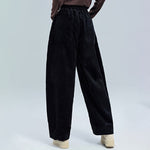Buddha Stones Women's Fall Plain Ankle-Length Simple Design Corduroy Pants With Pockets