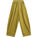 Buddha Stones Women's Fall Plain Ankle-Length Simple Design Corduroy Pants With Pockets