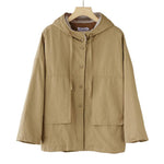 Buddha Stones Women's Plain Long Sleeve Hoodie Cotton Thermal Fleece-Lined Jacket With Pockets