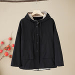 Buddha Stones Women's Plain Long Sleeve Hoodie Cotton Thermal Fleece-Lined Jacket With Pockets
