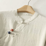 Buddha Stones Spring Diagonal Closure Frog Buttons Design Cotton Long Sleeve Midi Dress