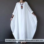 Buddha Stones Solid Color Three Quarter Sleeve Cotton Women's Maxi Dress
