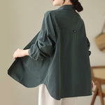 Buddha Stones Casual Solid Color Women's Long Sleeve Jacket With Pockets