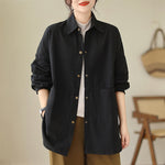 Buddha Stones Casual Solid Color Women's Long Sleeve Jacket With Pockets