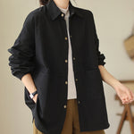 Buddha Stones Casual Solid Color Women's Long Sleeve Jacket With Pockets