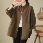 Buddha Stones Casual Solid Color Women's Long Sleeve Jacket With Pockets