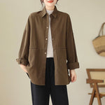 Buddha Stones Casual Solid Color Women's Long Sleeve Jacket With Pockets