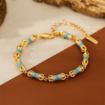Buddha Stones Copper Brass Plated 24k Gold Vajra Wealth Luck Bracelet