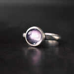 Buddha Stones Natural 925 Sterling Silver Amethyst Adjustable Balance Ring