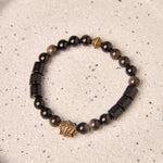 Buddha Stones Silver Sheen Obsidian Ebony Protection Bracelet