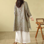 Buddha Stones Frog-button Vine Leaves Women's Coat With Pockets