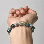 Buddha Stones Natural Grey Jasper Kambamba Jasper Om Mani Padme Hum Formless Buddha Healing Bracelet