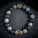 Buddha Stones Natural Grey Jasper Kambamba Jasper Om Mani Padme Hum Formless Buddha Healing Bracelet