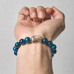 Buddha Stones Natural Blue Tiger Eye Om Mani Padme Hum Strength Bracelet