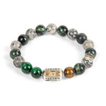 Buddha Stones Natural Grey Jasper Kambamba Jasper Tiger Eye Om Mani Padme Hum Protection Bracelet