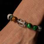 Buddha Stones Natural Grey Jasper Kambamba Jasper Tiger Eye Om Mani Padme Hum Protection Bracelet