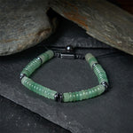Buddha Stones Small Black Obsidian Green Aventurine Grey Jasper Tiger Eye Strength Rope Bracelet