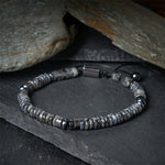 Buddha Stones Small Black Obsidian Green Aventurine Grey Jasper Tiger Eye Strength Rope Bracelet