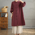 Buddha Stones Casual Frog-button Women's  Coat With Pockets