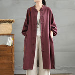 Buddha Stones Casual Frog-button Women's  Coat With Pockets