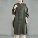 Buddha Stones Casual Frog-button Women's  Coat With Pockets