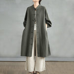 Buddha Stones Casual Frog-button Women's  Coat With Pockets