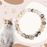 Buddha Stones 925 Sterling Silver Calico Cat Natural Agate Stone Protection Bracelet