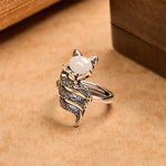Buddha Stones Copper Fox Head Open Healing Ring