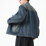 Buddha Stones Denim Button Design Men's Cotton Long Sleeve Jacket With Pockets
