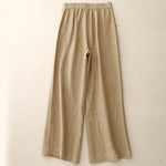 Buddha Stones Casual Plain Women's Elastic Waist  Wide Leg Pants With Pockets