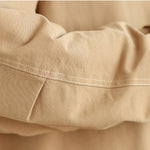 Buddha Stones Plain Lapel Buttons Design Women's Long Sleeve Quilted Cotton Jacket With Pockets