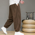 Buddha Stones Commute Plain Men's Thermal Fleece-Lined Ankle-Length Pants With Pockets