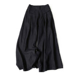 Buddha Stones Plain Color Cotton Linen High Waist Wide Leg Pants With Pockets
