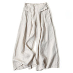 Buddha Stones Plain Color Cotton Linen High Waist Wide Leg Pants With Pockets
