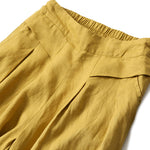 Buddha Stones Plain Color Cotton Linen High Waist Wide Leg Pants With Pockets
