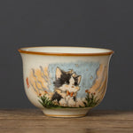Buddha Stones Cute Bow Tie Cat Teacup Kung Fu Tea Cup