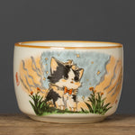 Buddha Stones Cute Bow Tie Cat Teacup Kung Fu Tea Cup