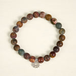 Buddha Stones 925 Sterling Silver Lotus Design Picasso Jasper Positive Bracelet