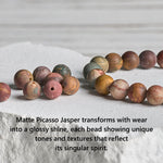 Buddha Stones 925 Sterling Silver Lotus Design Picasso Jasper Positive Bracelet