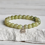 Buddha Stones 925 Sterling Silver Lotus Natural Cyan Jade Luck Bracelet