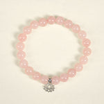 Buddha Stones 925 Sterling Silver Lotus Design Natural Pink Crystal Soothing Bracelet