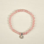 Buddha Stones 925 Sterling Silver Lotus Design Natural Pink Crystal Soothing Bracelet